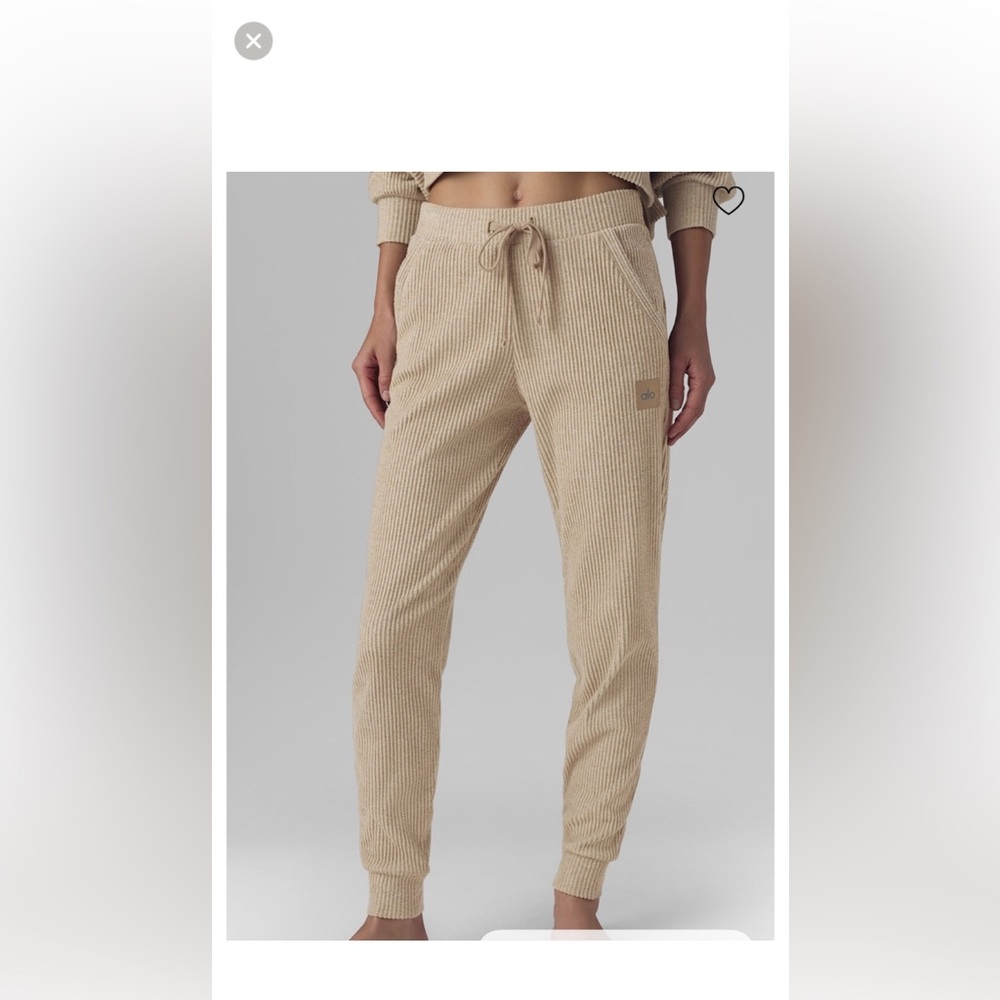 ALO yoga 2 piece set Muse hoodie and joggers in Gravel Heather tan size XS - Picture 3 of 11